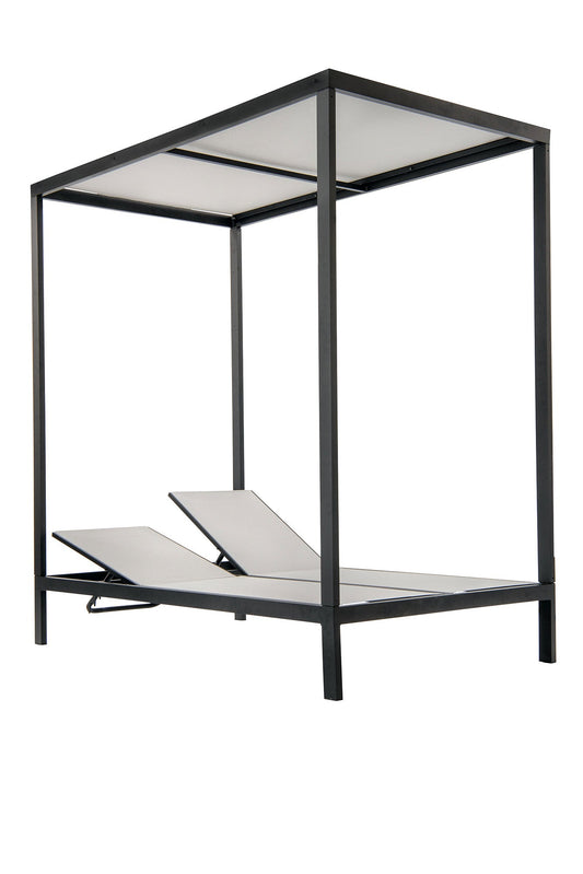 Double Seat Sling Chaise Lounge with Cabana Top