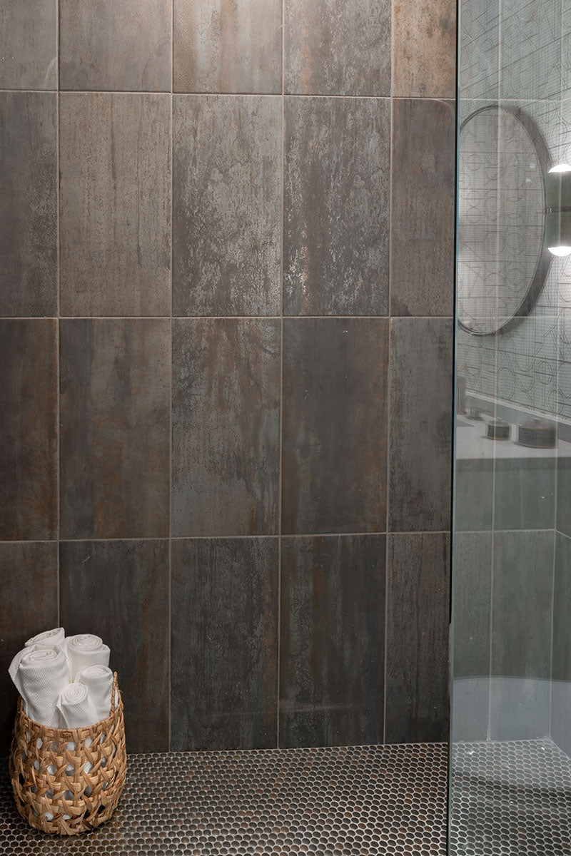 Metallico Penny Round Glass Mosaic Tile