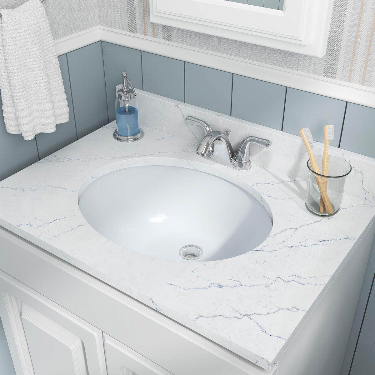 VANITY WHITE OVAL PORCELAIN 1714