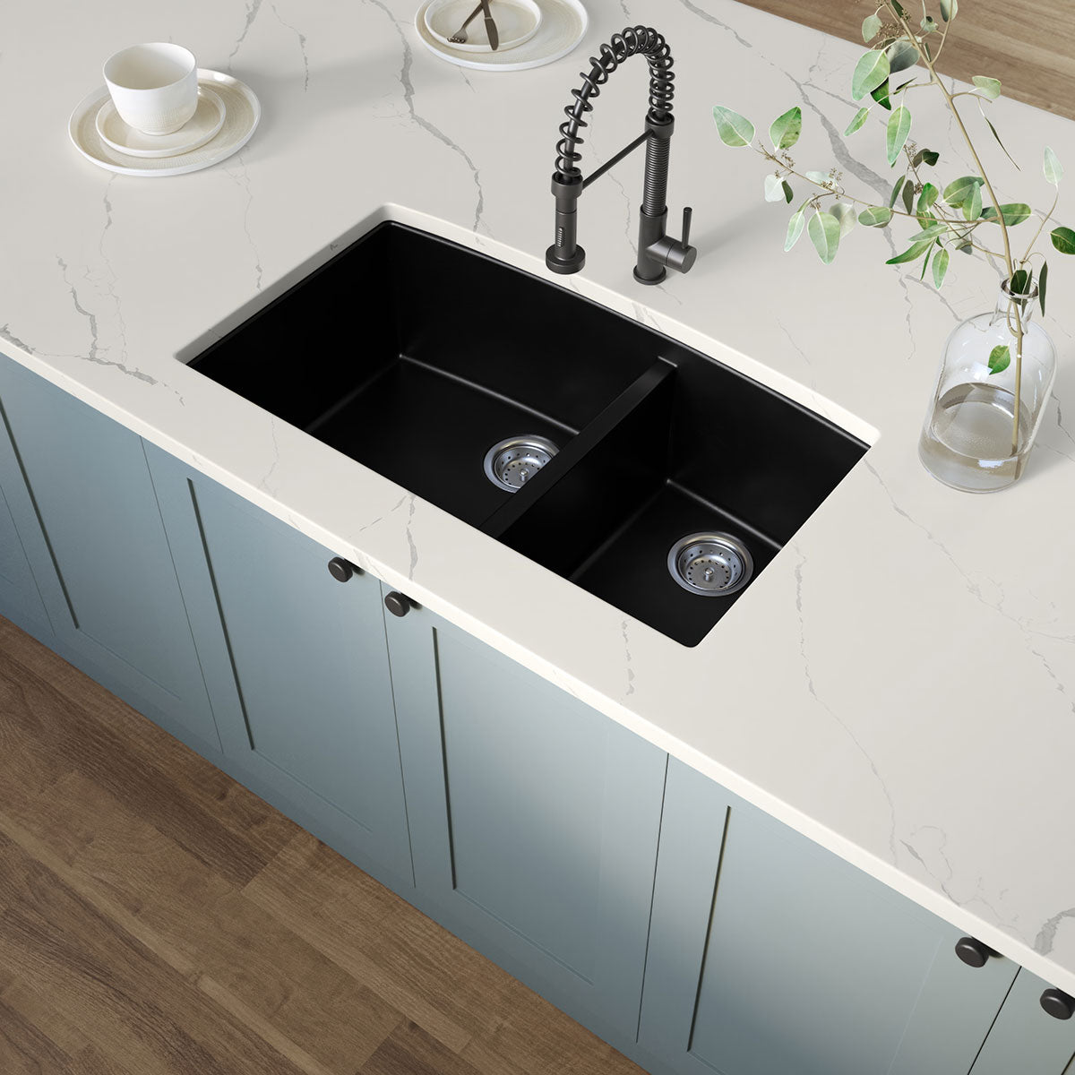 BLACK QUARTZ DOUBLE BOWL 60/40-3219
