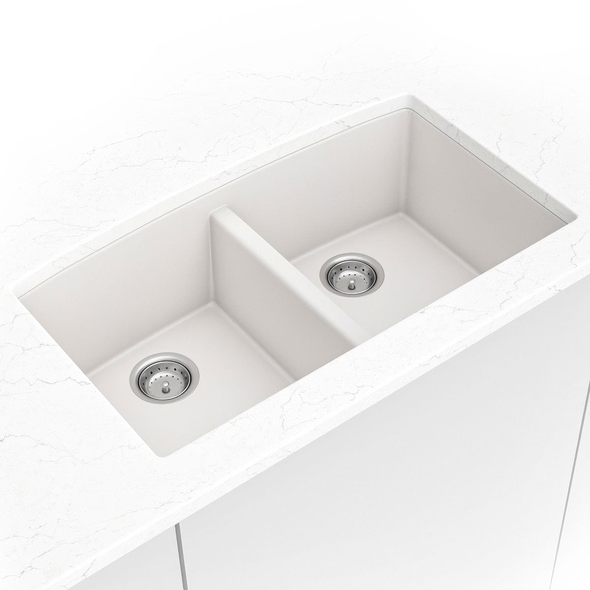 WHITE QUARTZ DOUBLE BOWL 50/50-3219