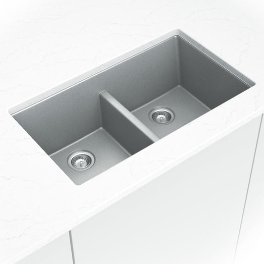GRAY QUARTZ DOUBLE BOWL 50/50-3319