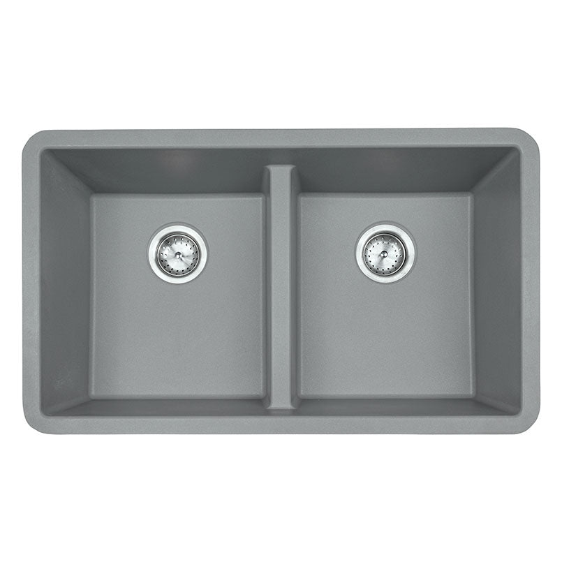 GRAY QUARTZ DOUBLE BOWL 50/50-3319