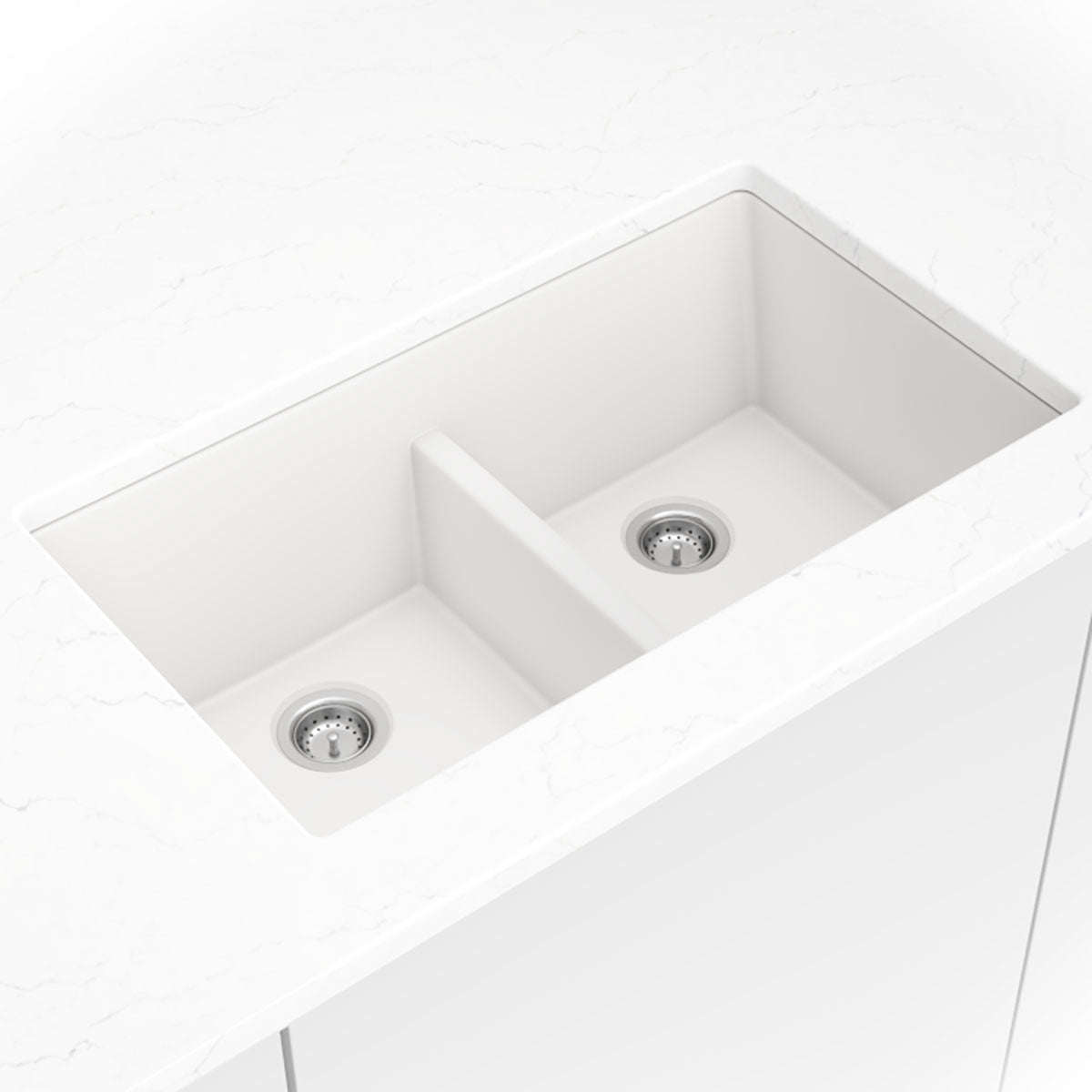WHITE QUARTZ DOUBLE BOWL 50/50-3319
