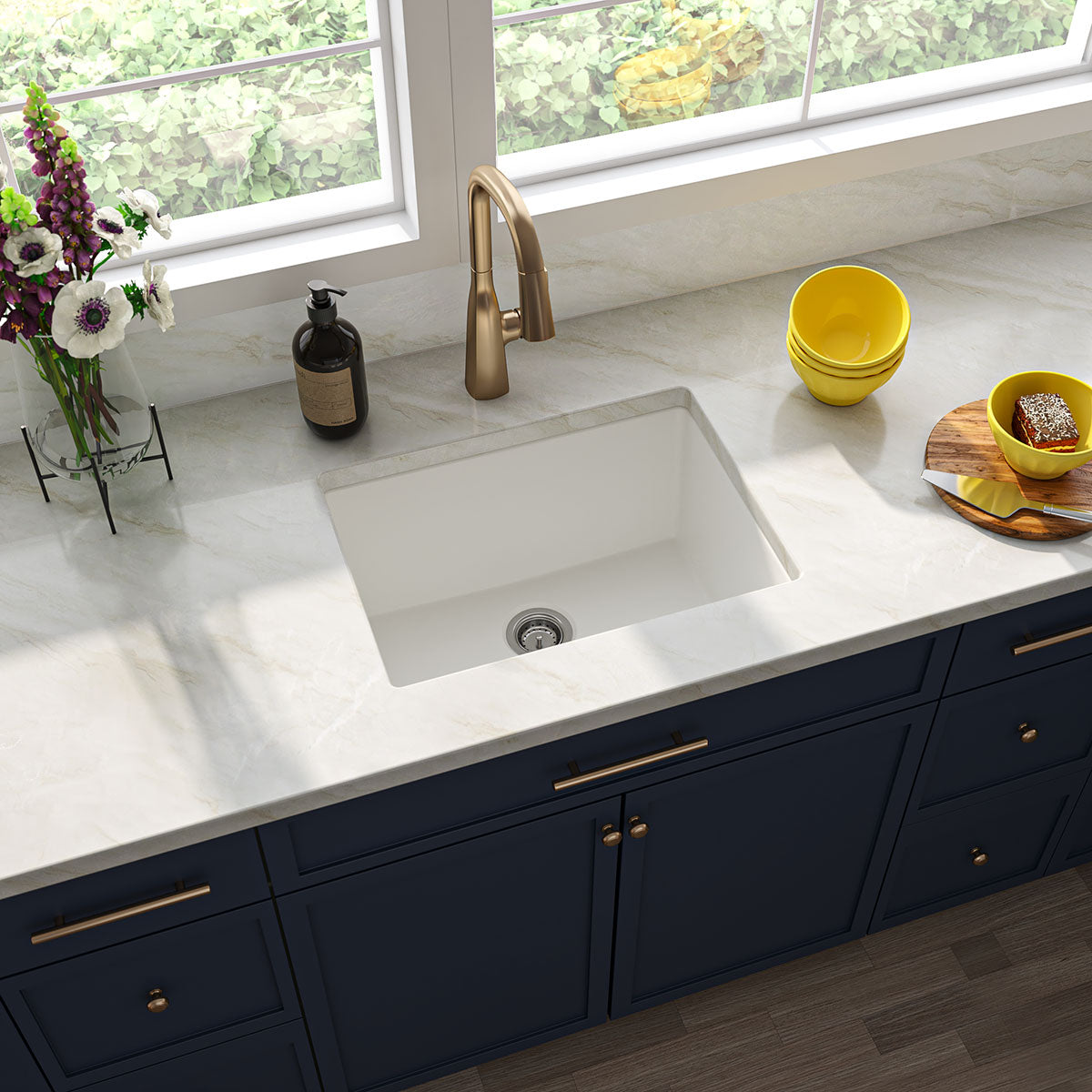 WHITE QUARTZ SINGLE BOWL 2418