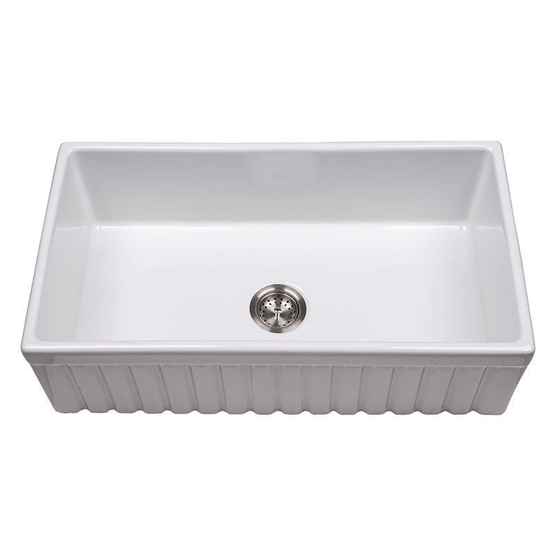 FIRECLAY FARMHOUSE WHITE SINGLE BOWL-3318