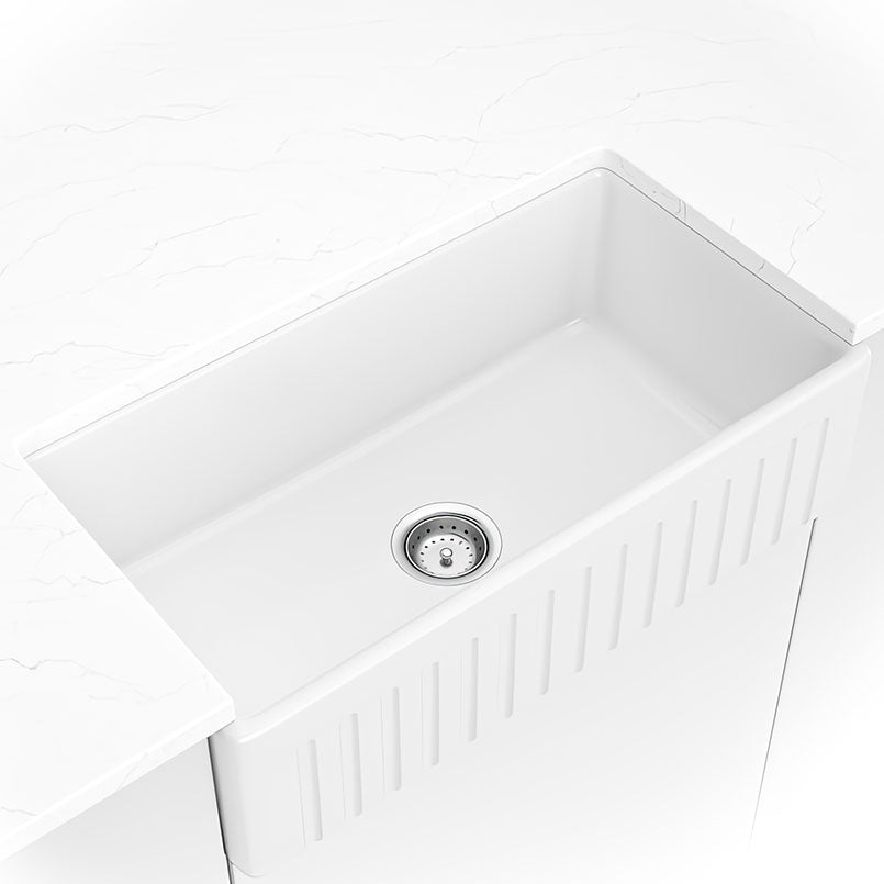 FIRECLAY FARMHOUSE WHITE SINGLE BOWL-3318