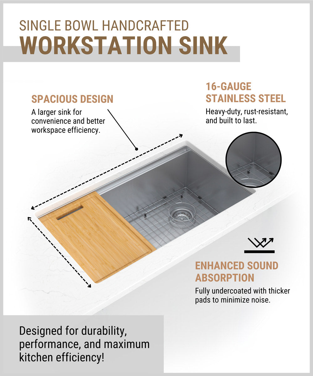 SINGLE BOWL HANDCRAFTED WORKSTATION 3319