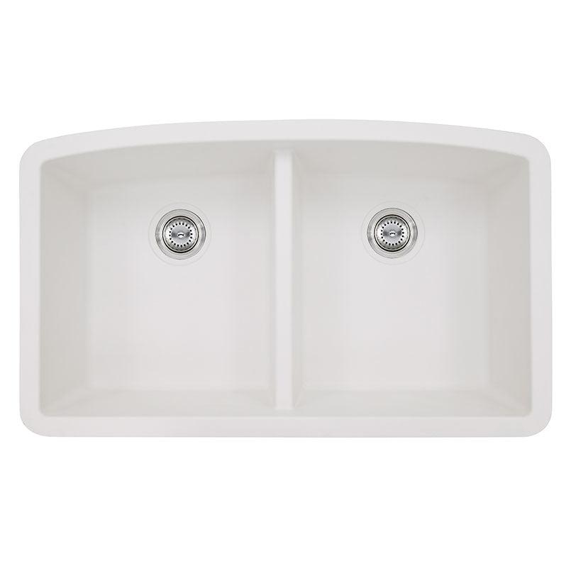 WHITE QUARTZ DOUBLE BOWL 50/50-3219