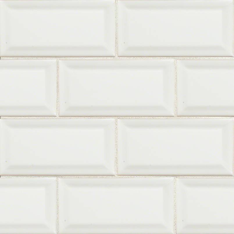 White Beveled Subway Tile 3x6